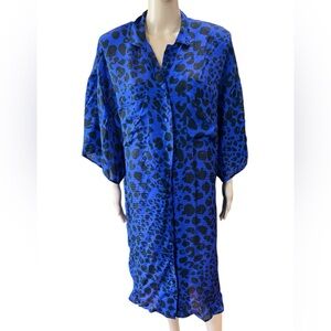 Vintage Flora Kung 100% silk animal print shift kaftan dress-8
